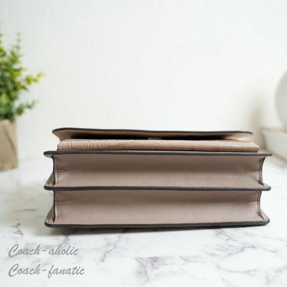 NWT Coach CC840 Klare Crossbody Bag Crocodile-embossed Leather Silver /Stone - Picture 8 of 10